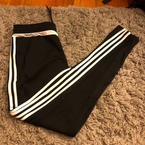 Black and white Adidas joggers